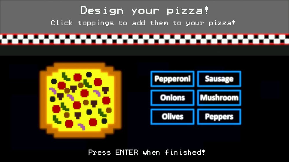 Главное меню Five Nights at Freddy’s: Pizzeria Simulator